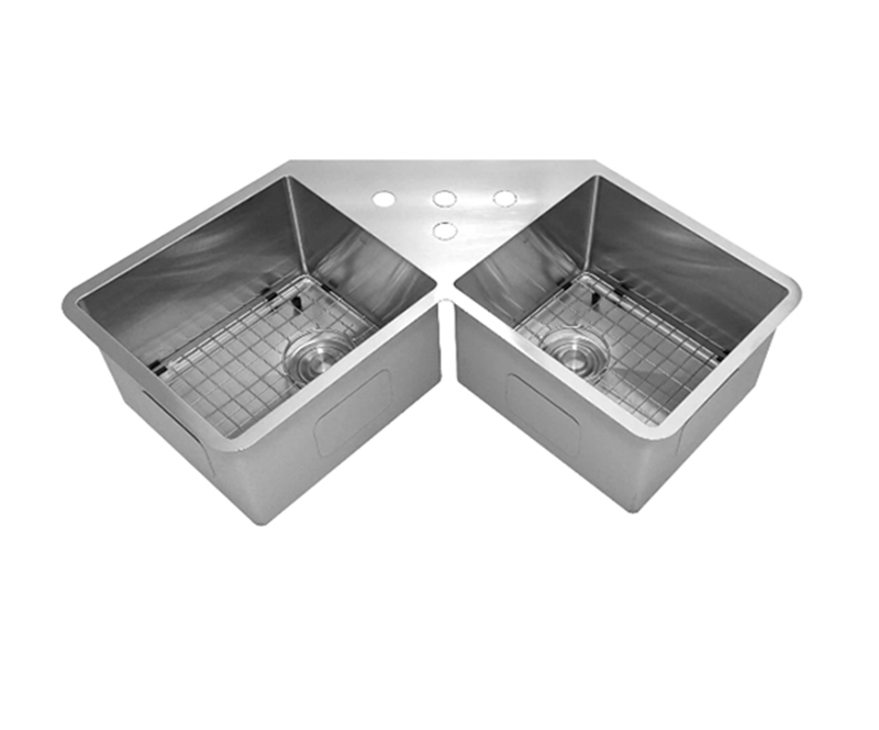 Double-basin Corner Kitchen Sink