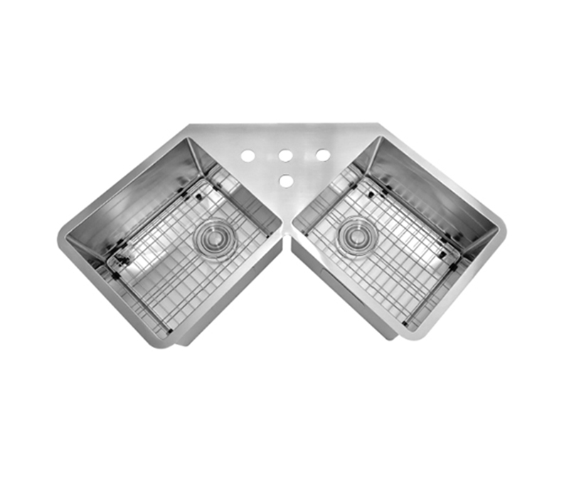 Double-basin Corner Kitchen Sink