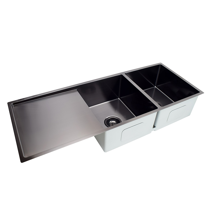 Minimalist Double-bowl Drainboard Sink