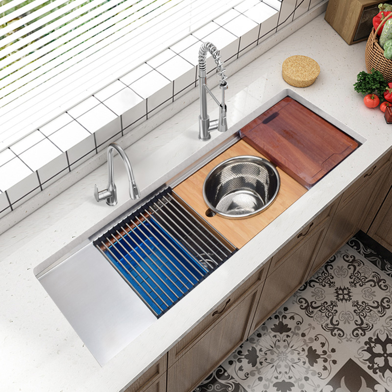 Kitchen Sink With Cutting Board And Drain