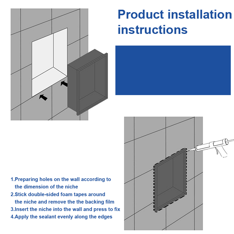 Wall-recessed Square Shower Niche