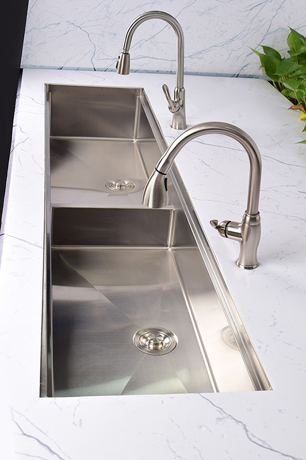 Rectangular stainless steel trough sink