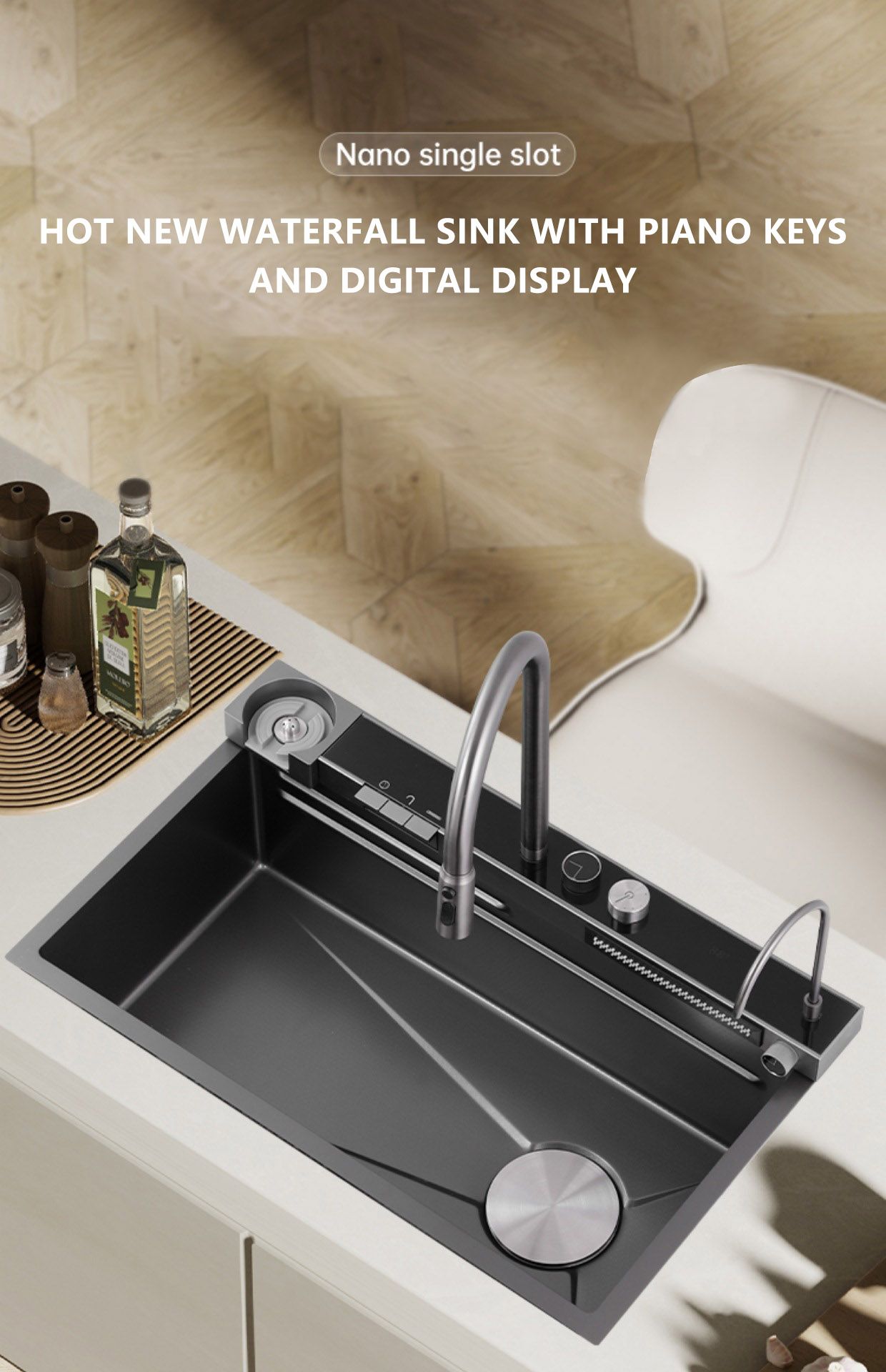 Honeycomb Element Waterfall Kitchen Sink